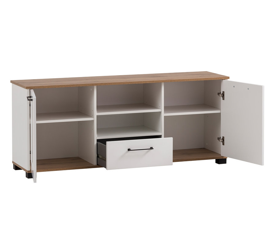 TV-Lowboard »Jelda« mit offenen Türen und Schublade.