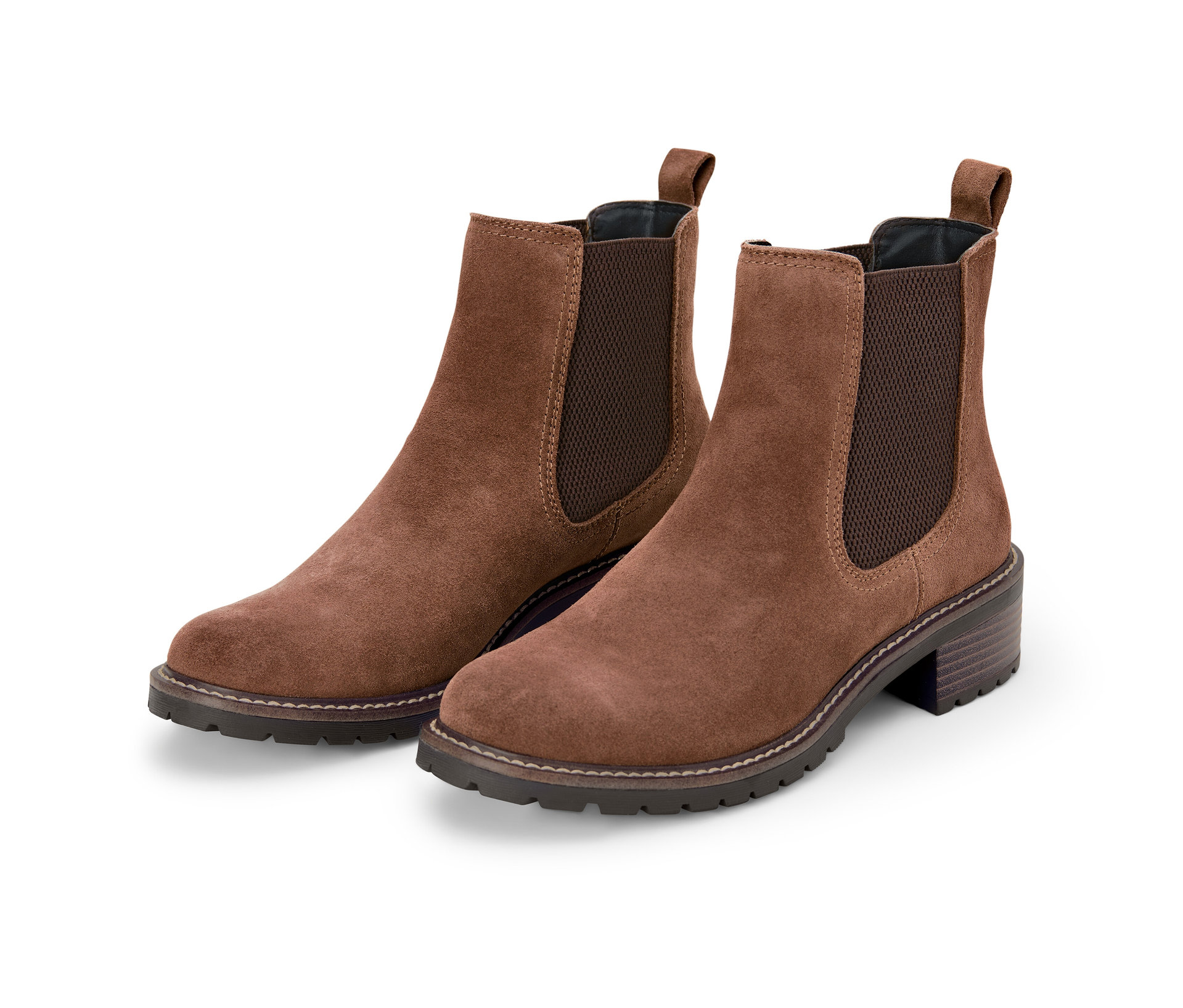 Veloursleder-Boots - Damen - Gr. 38 - braun - braun