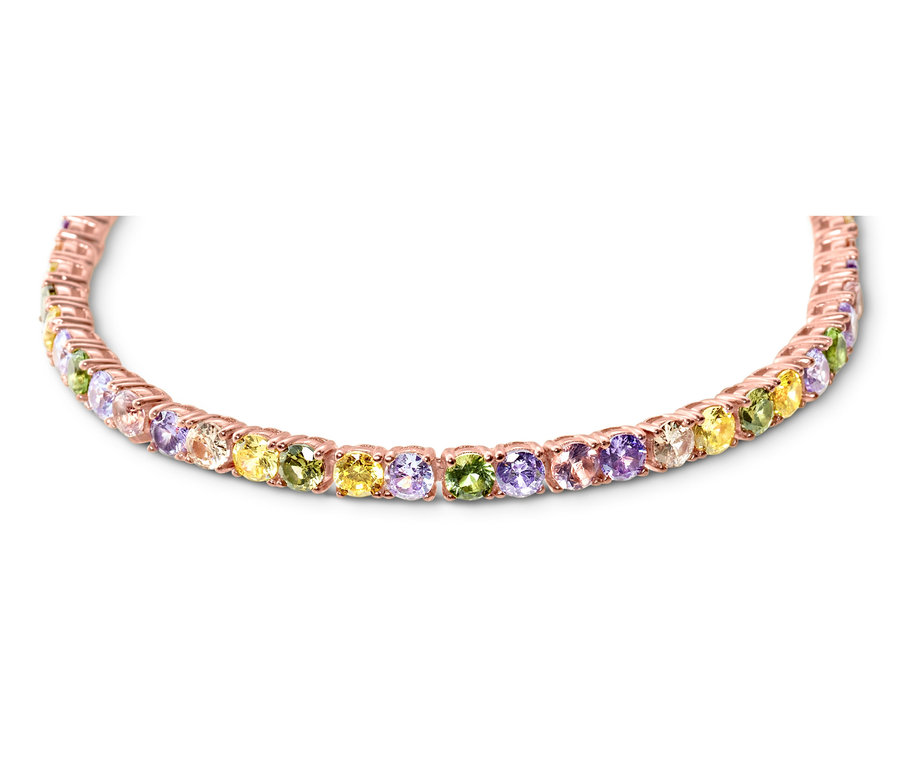 Nahaufnahme eines 925 Silber Tennisarmbands Multicolor.