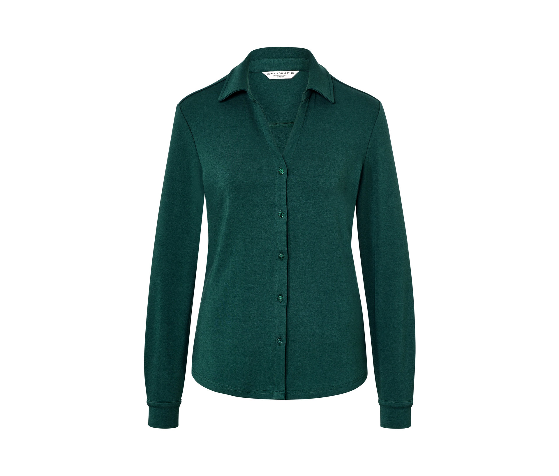 Blusenshirt mit Knopfleiste - Damen - Gr. XL - dunkelgrün - dunkelgrün