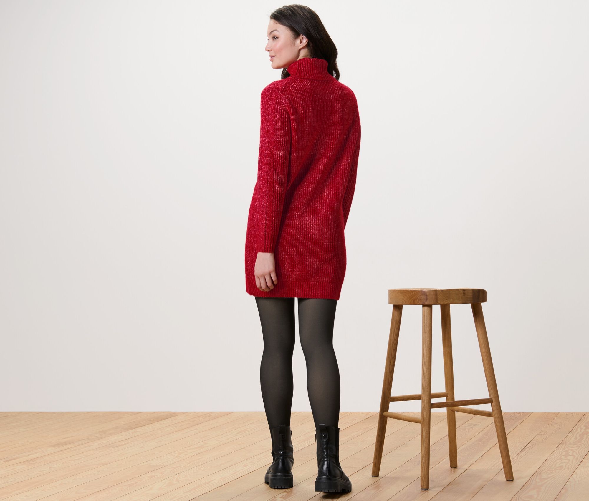 Thumbnail - Tchibo - Langer Strickpullover mit Zopfmuster - Damen - Gr. M - rot