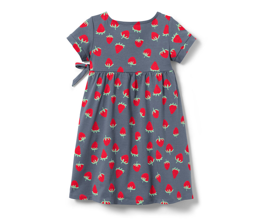 Kleinkinder-Jerseykleid mit Erdbeermuster.