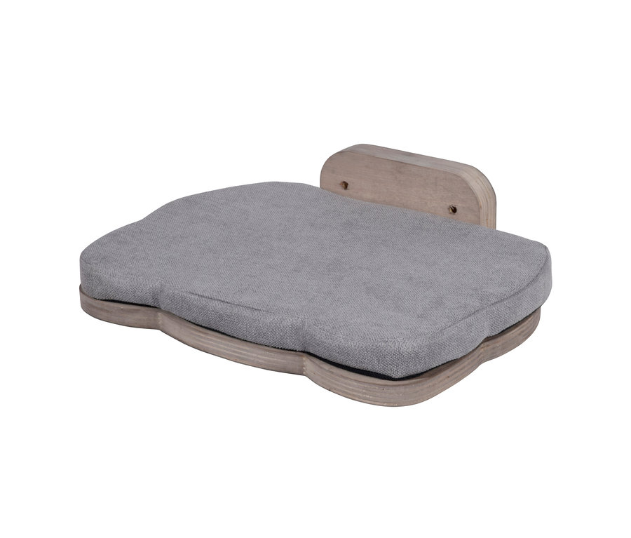 Grauer Wand-Sitzplatz aus Katzenmöbel-Set.