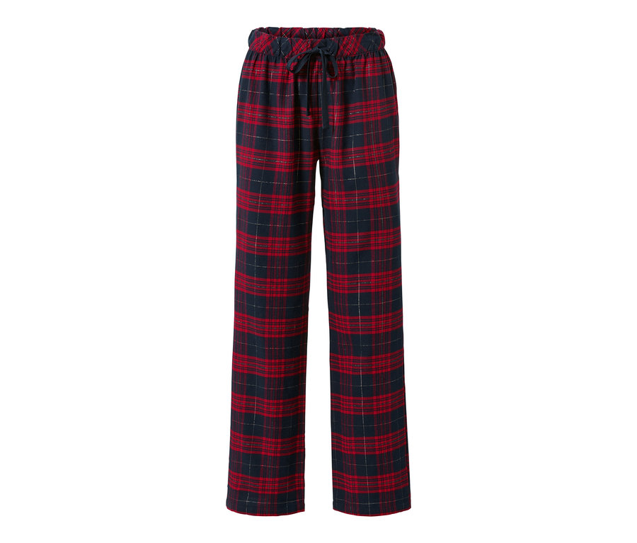 Eine rot und dunkelblau karierte Flanell-Relaxhose.