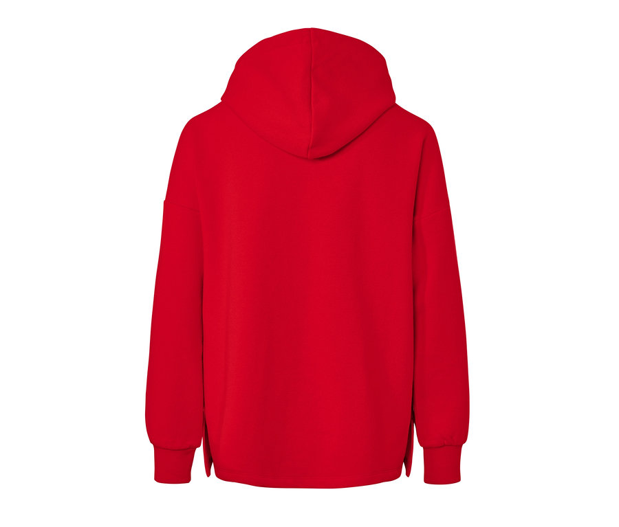 Rückansicht eines roten Hoodies.