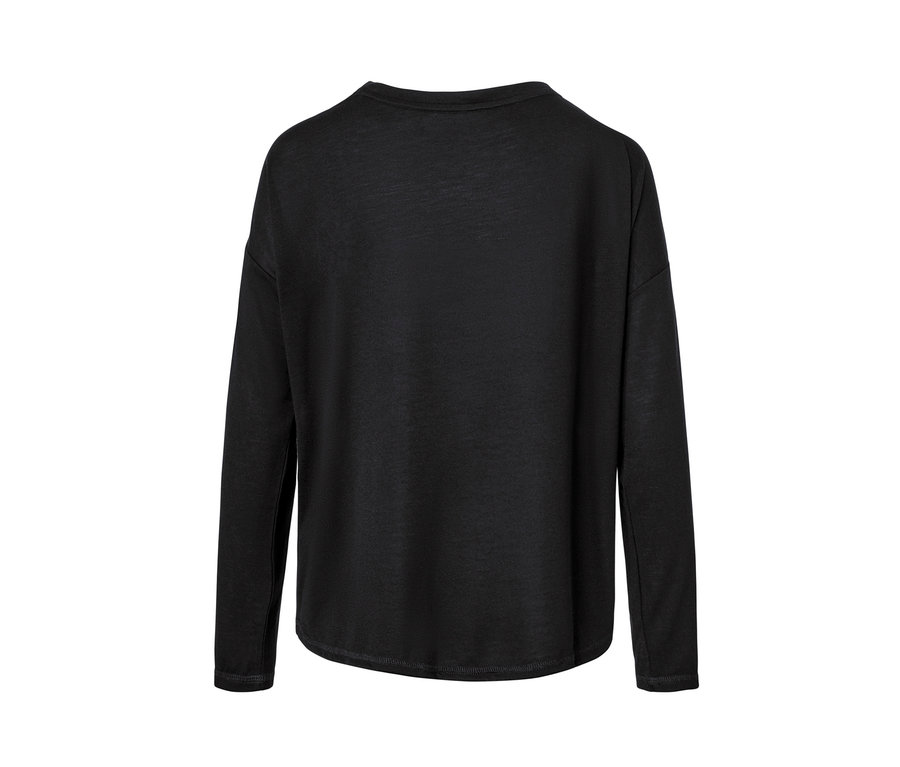 Detailansicht von hinten eines schwarzen 2-in-1-Sportshirts.