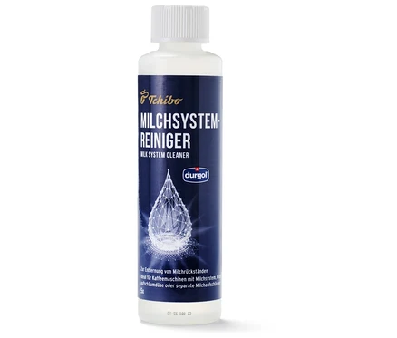 Die Flasche durgol® Milchsystem-Reiniger, 250 ml steht auf einer weißen Oberfläche.