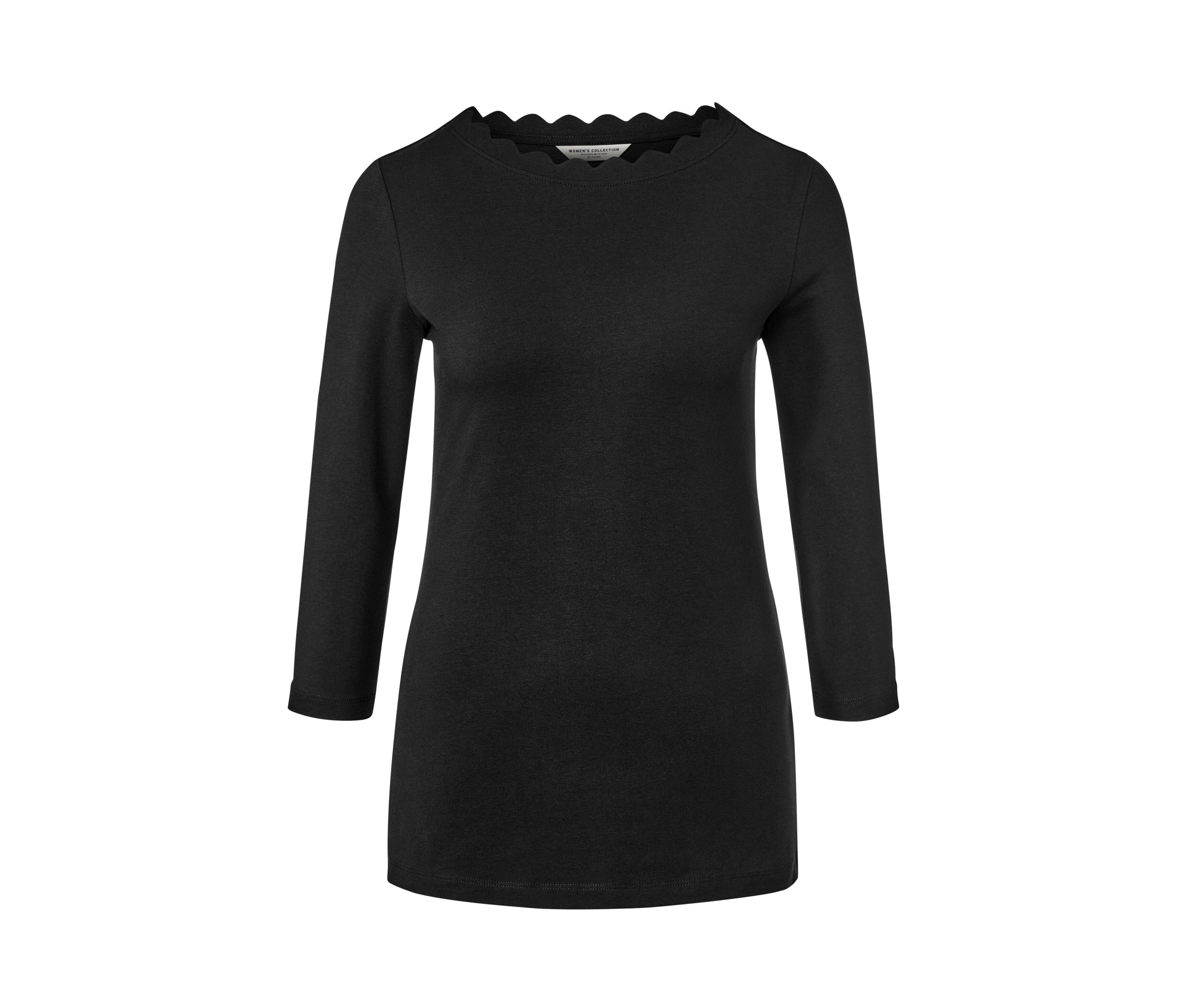 Tchibo - Shirt mit 3/4-Arm - Damen - Gr. S - schwarz