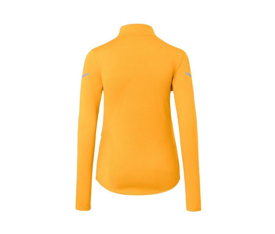 Detailansicht der Rückseite eines neonorangen Thermo-Funktionsshirts.