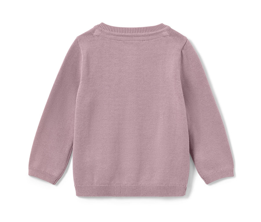 Rückseite einer Kinder-Strickjacke.