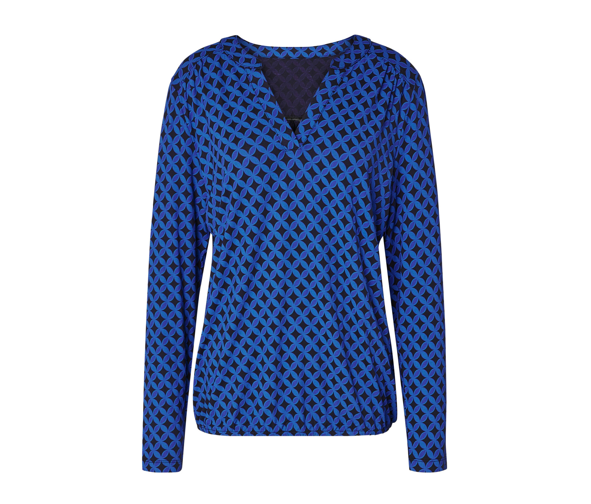 Bedrucktes Blusenshirt - Damen - Gr. XL - dunkelblau/print - dunkelblau