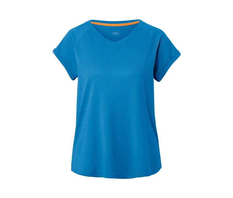 Helles blaues Funktionsshirt mit kurzen Ärmeln.