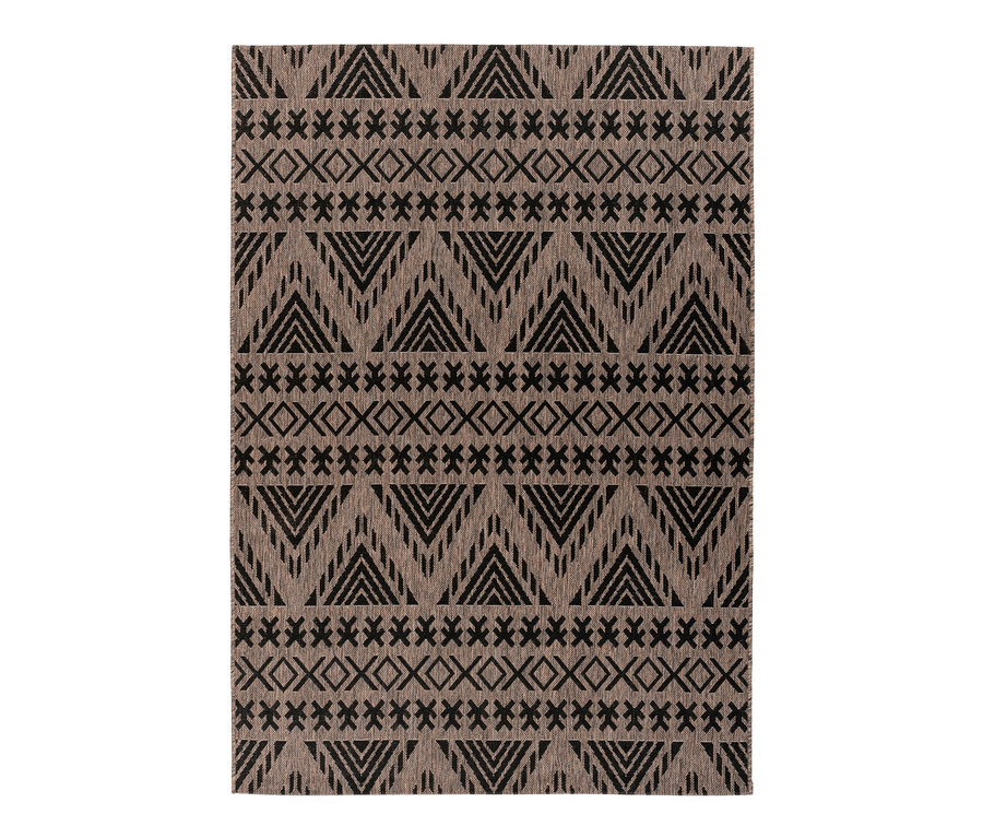 Grauer Kayoom Outdoorteppich Splash 500 mit geometrischem Muster.