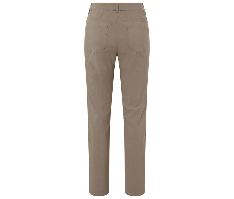 Rückansicht einer beigen Hose.