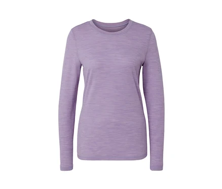 Lila Langarmshirt mit Merinowolle.
