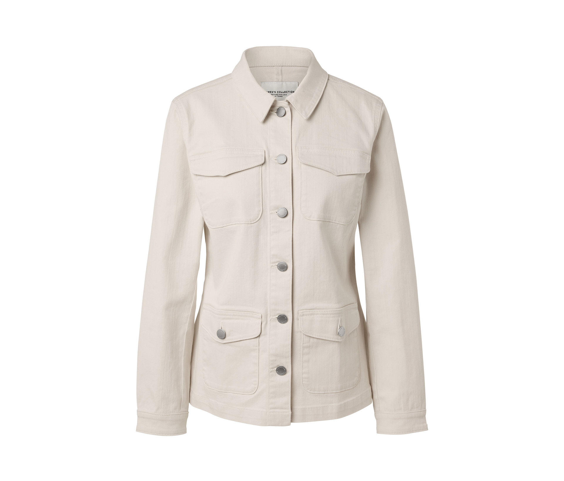 Jeansjacke mit Cargo-Taschen - Damen - Gr. 36 - creme - creme