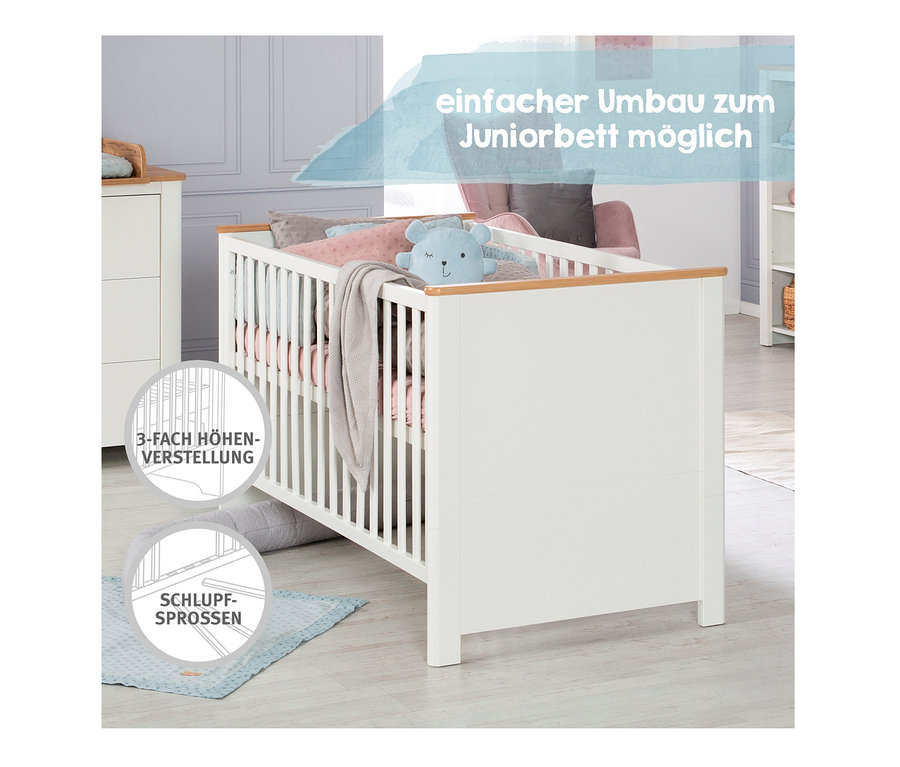 roba Kombi-Kinderbett »Ava«, 70 x 140 cm mit Stofftier und Kissen drinnen.