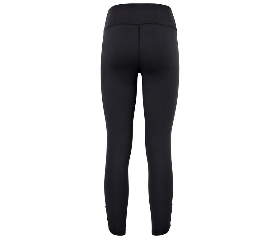 Rückansicht einer schwarzen, halblangen Leggings.