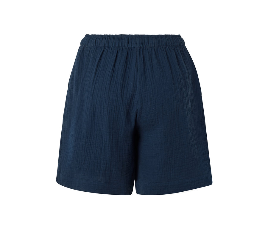Marineblaue Musselin-Shorts mit elastischem Bund.