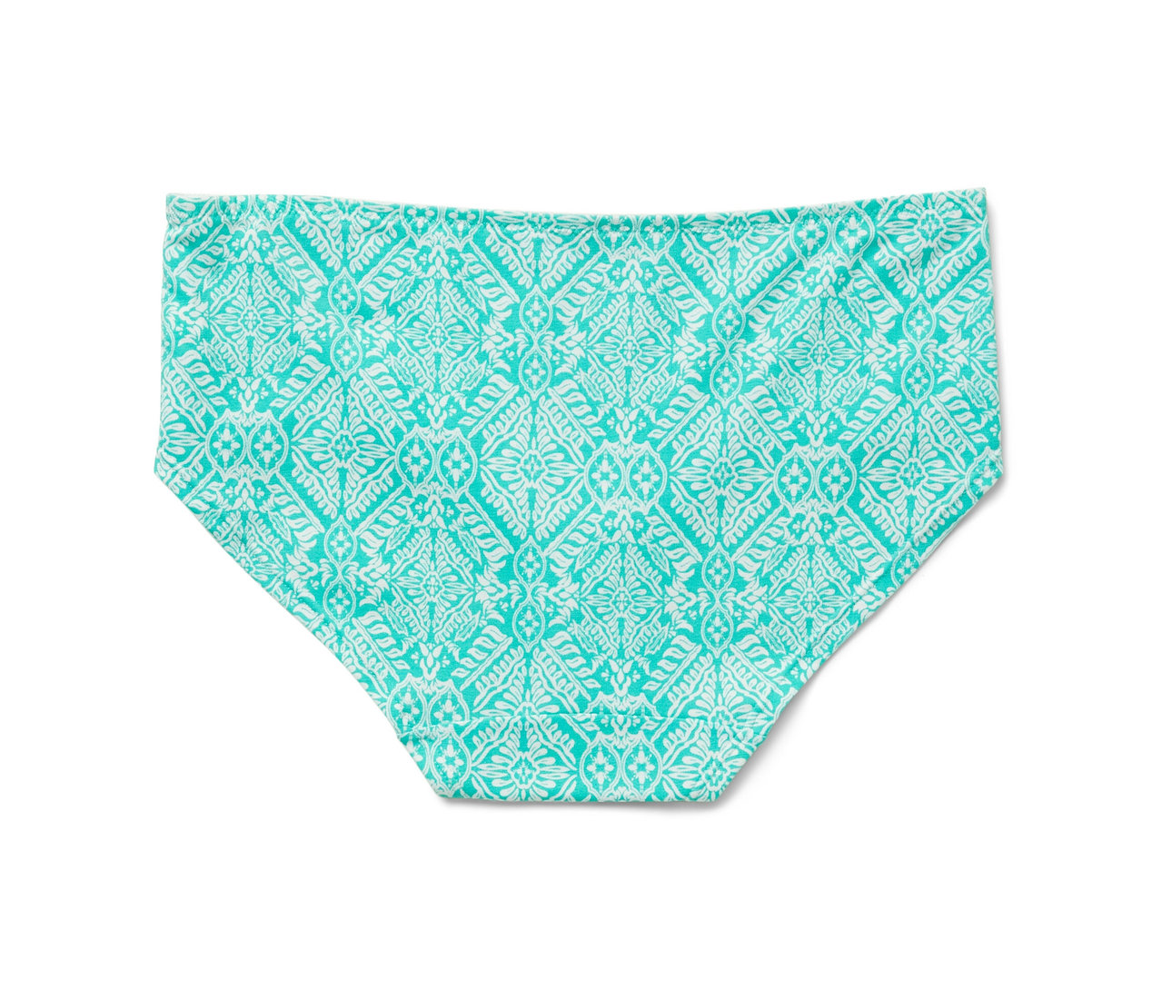 Weisse Panty mit blaugrünem geometrischem Muster, 1 Stück von 7 Pantys