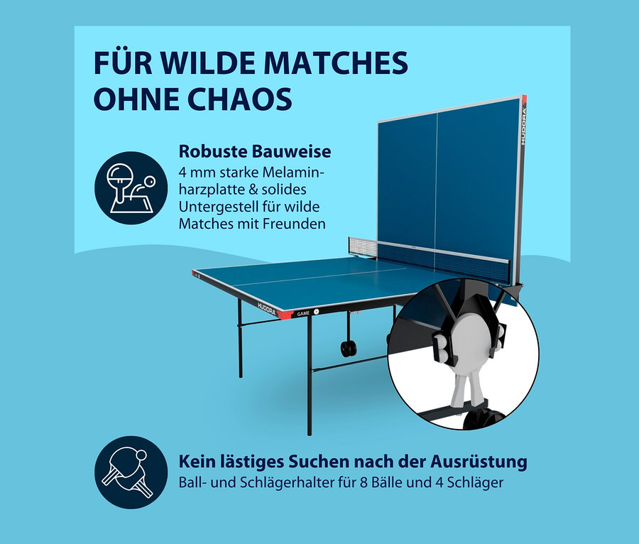 Blauer HUDORA Tischtennistisch »Game« mit Netz.