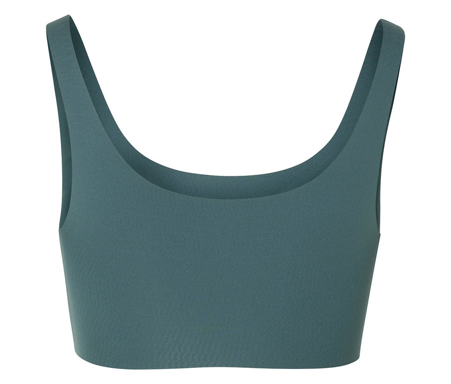 Nahaufnahme eines grünen Sport-BHs.