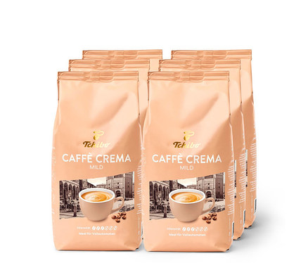 Sechs Packungen Tchibo Caffè Crema Mild - 6x 1 kg Ganze Bohne.