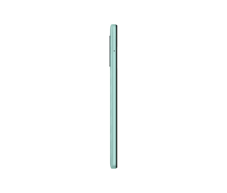 Seitenansicht eines grünen Smartphones. Xiaomi Redmi 12C 64GB grün.