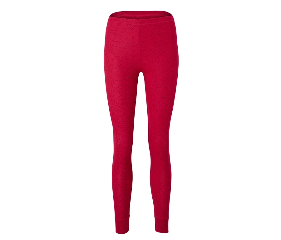 Rote Thermo-Funktionsunterwäsche mit Blattmuster.