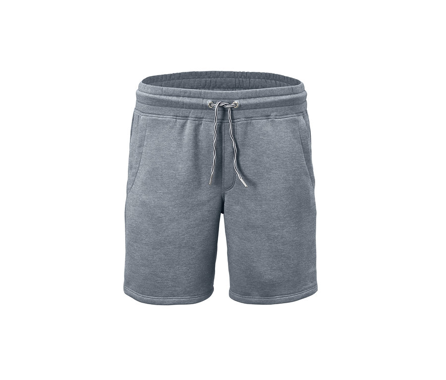 Graue Sweatshorts.