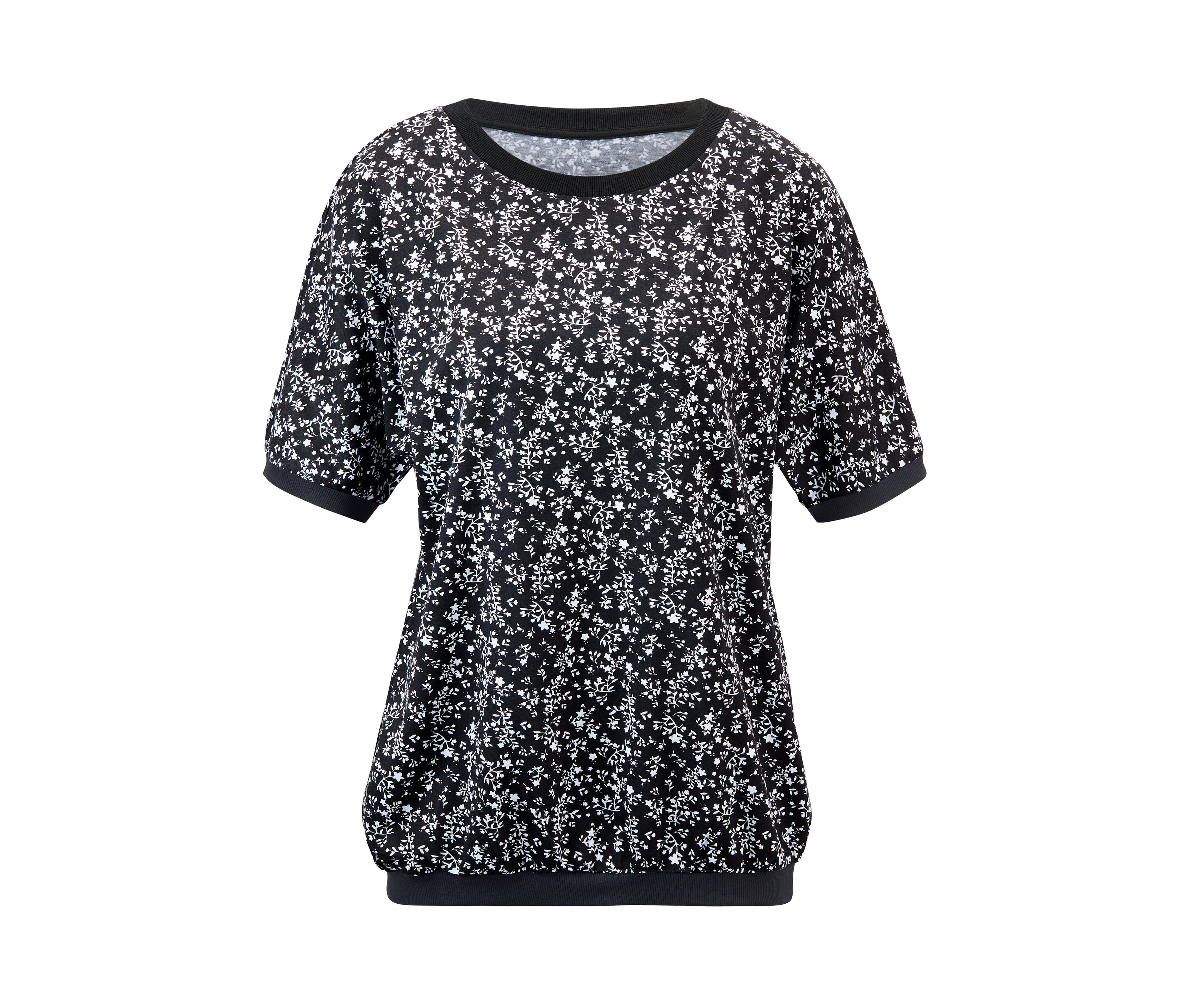 Damen Shirt schwarz günstig Kaufen-Tchibo - Shirt mit Fledermausärmeln - Damen - Gr. M - schwarz/print. Tchibo - Shirt mit Fledermausärmeln - Damen - Gr. M - schwarz/print <![CDATA[Shirt mit Fledermausärmeln Bequemer Schnitt Verspielter Look trifft legere Leichtigkeit: Dieses Shi