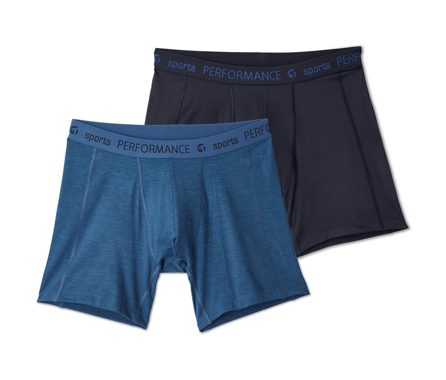 Zwei Sport-Slipboxer, eine blau und eine dunkelblau.