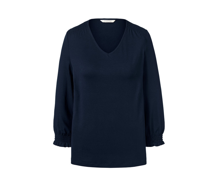Dunkelblaues Blusenshirt mit 3/4-Arm.