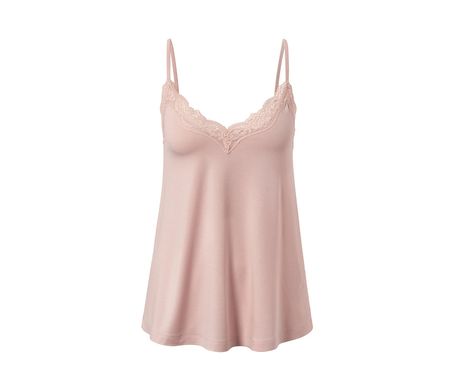 Rosa Shorty-Pyjama-Top mit Spitze am Ausschnitt.