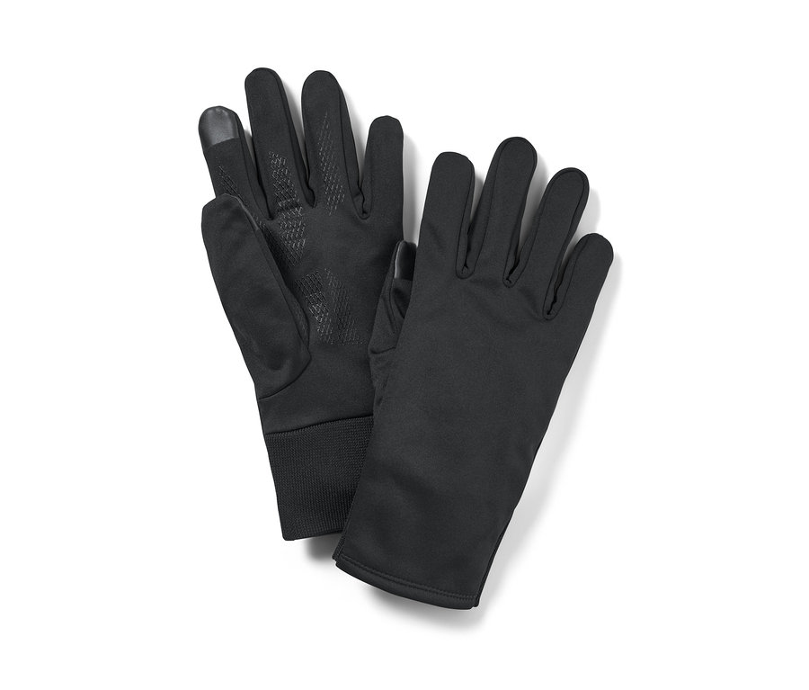 Zwei schwarze Windprotection-Handschuhe liegen nebeneinander.