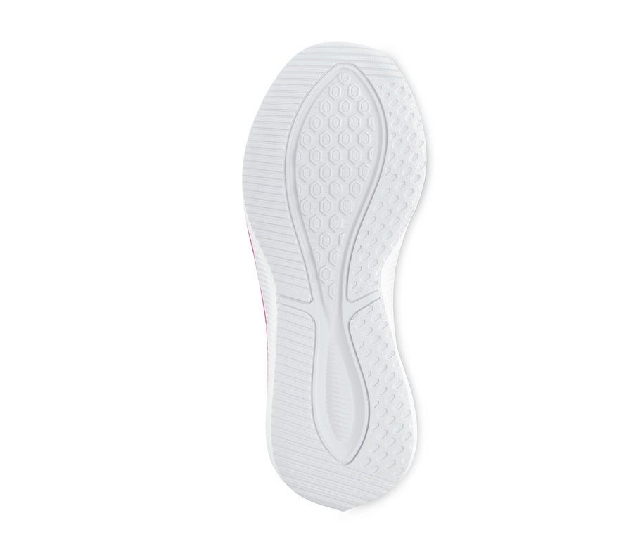Sohle eines Sneakers mit weißem geometrischen Muster.