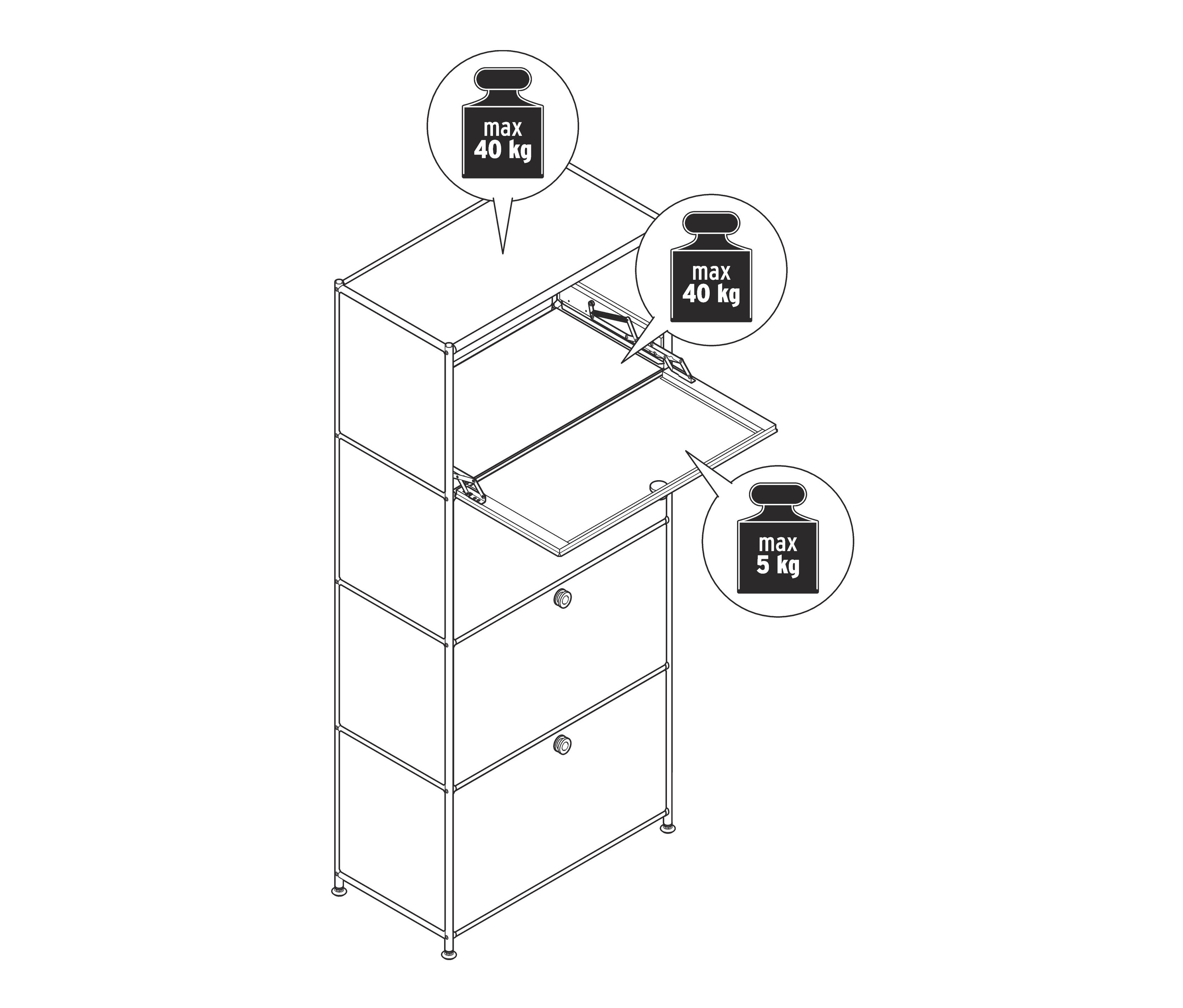 Thumbnail - Tchibo - Highboard Metall »Cn3« mit 4 Klappenfächern - 77x40x158,5cm - chrom - Stahl / Aluminium / Kunststoff