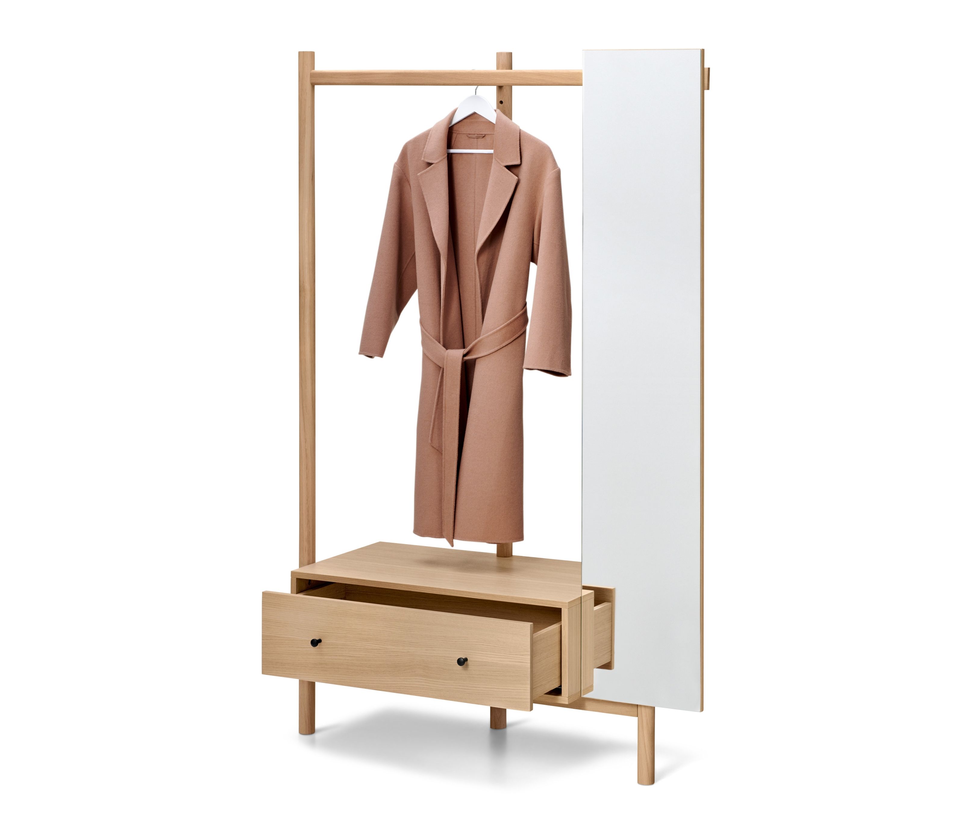 Tchibo - Garderobe mit Spiegel - 116x45,5x180cm - schwarz - Eichenholz / Holz / Echtholzfurnier