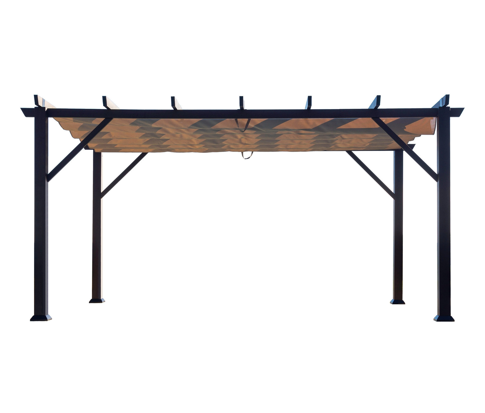 Eine schwarze Pergola »Modena«, ca. 480 x 380 cm.