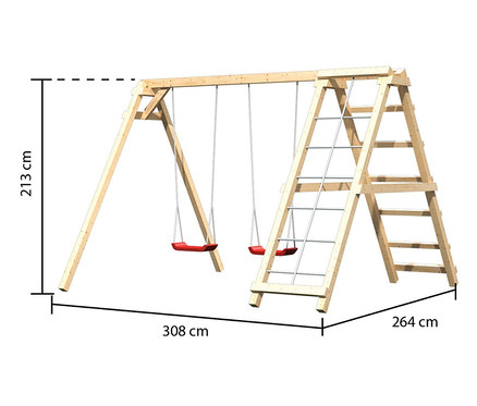 Karibu Doppelschaukel »Felix« mit Klettergerüst.