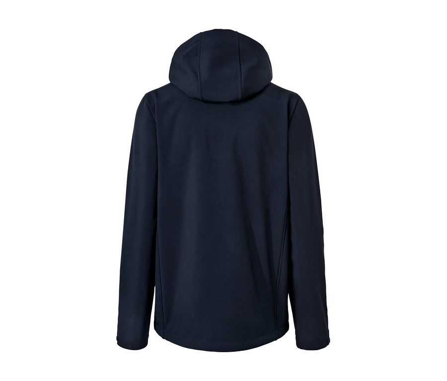 Rückansicht einer Softshell-Jacke.