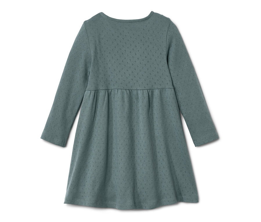 Blaues Kleinkind-Kleid mit langen Ärmeln.
