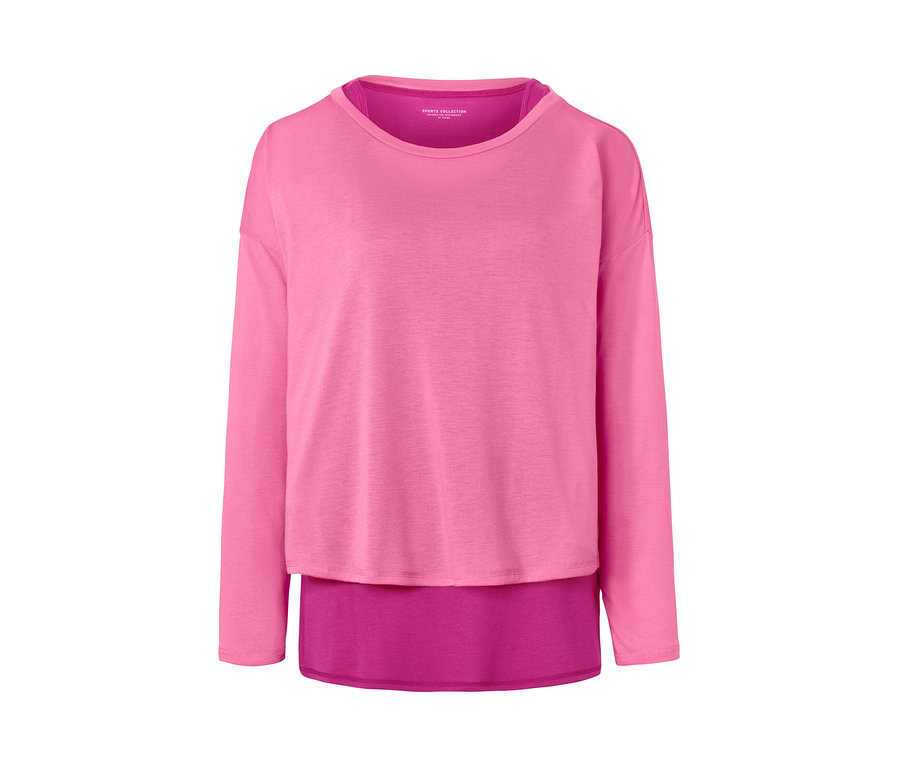 Rosa 2-in-1-Sportshirt mit langen Ärmeln.