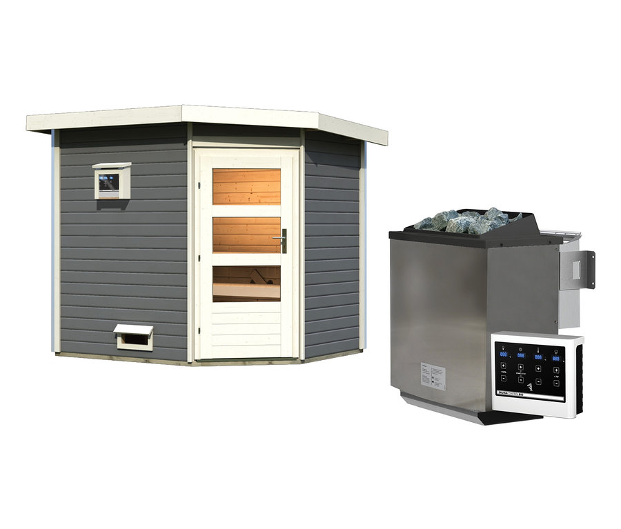 Foto von Karibu Saunahaus »Mari«, terragrau, Bio