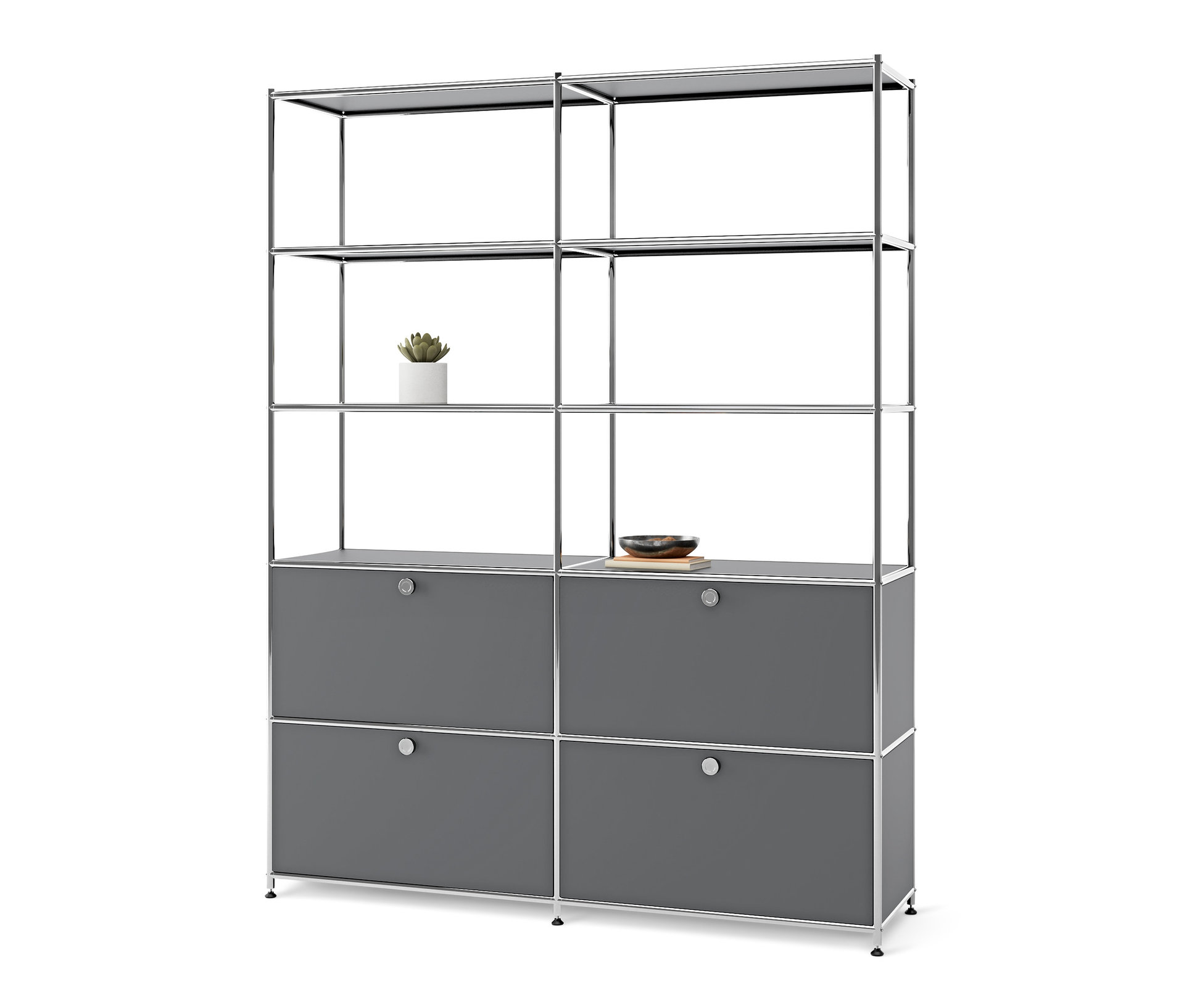Tchibo - Hohes Regal Metall »Cn3« mit 4 Klappenfächern - 152x40x195cm - chrom -