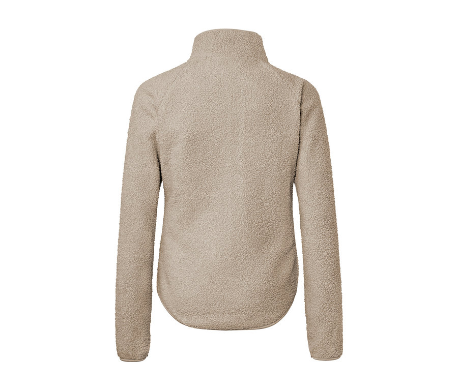 Beige Teddyfleece-Jacke von hinten.