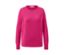 Himbeerfarbener Merino-Feinstrickpullover.