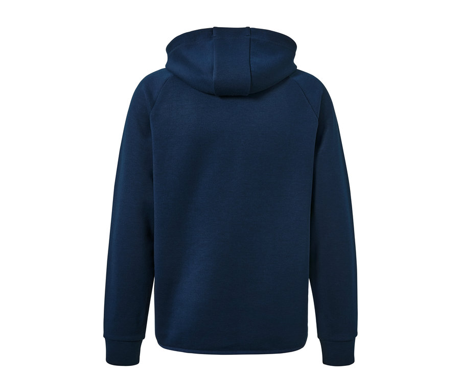 Rückansicht einer marineblauen Funktions-Sweatjacke.