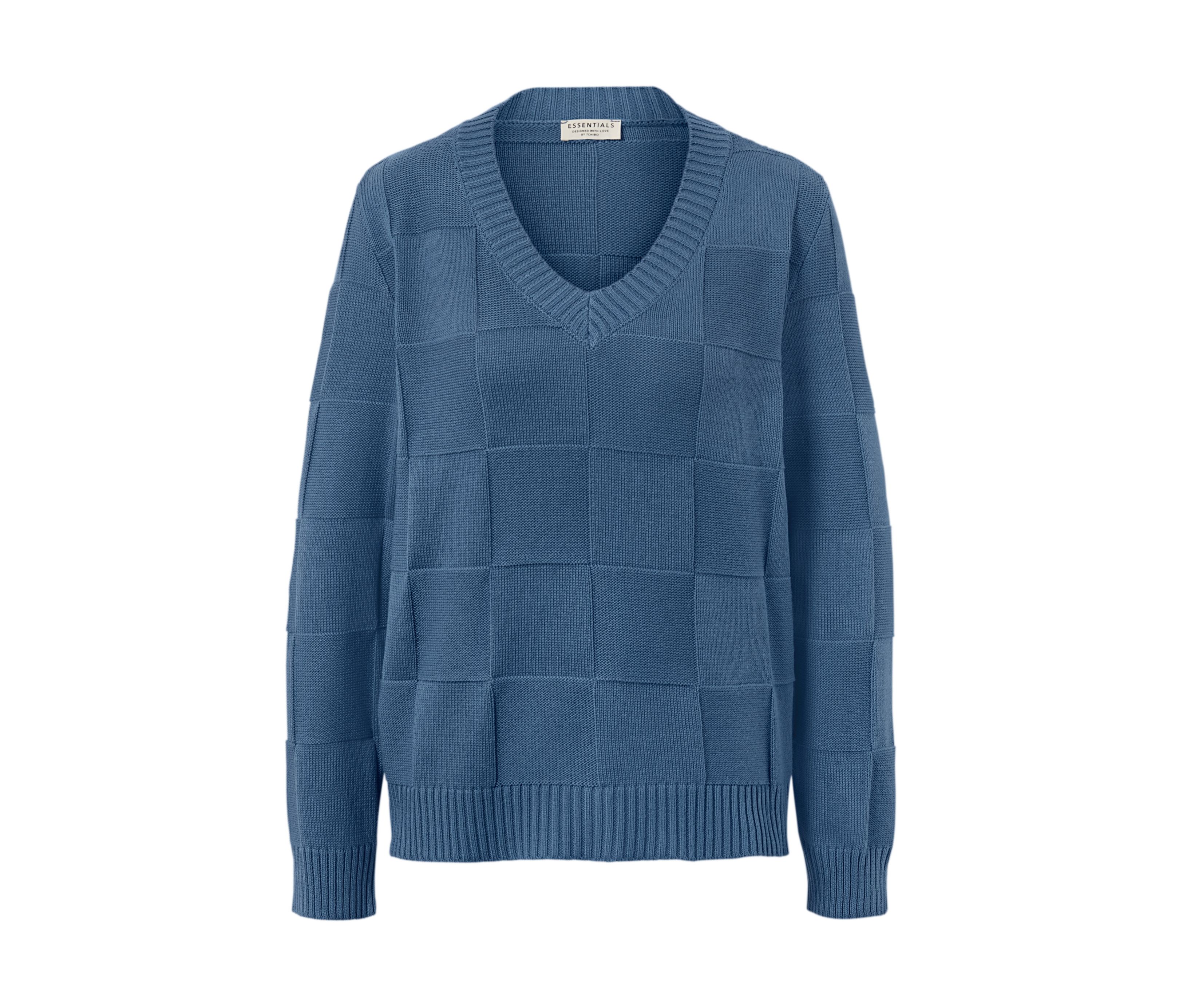 Tchibo - Pullover mit Karostruktur - Damen - Gr. L - blau