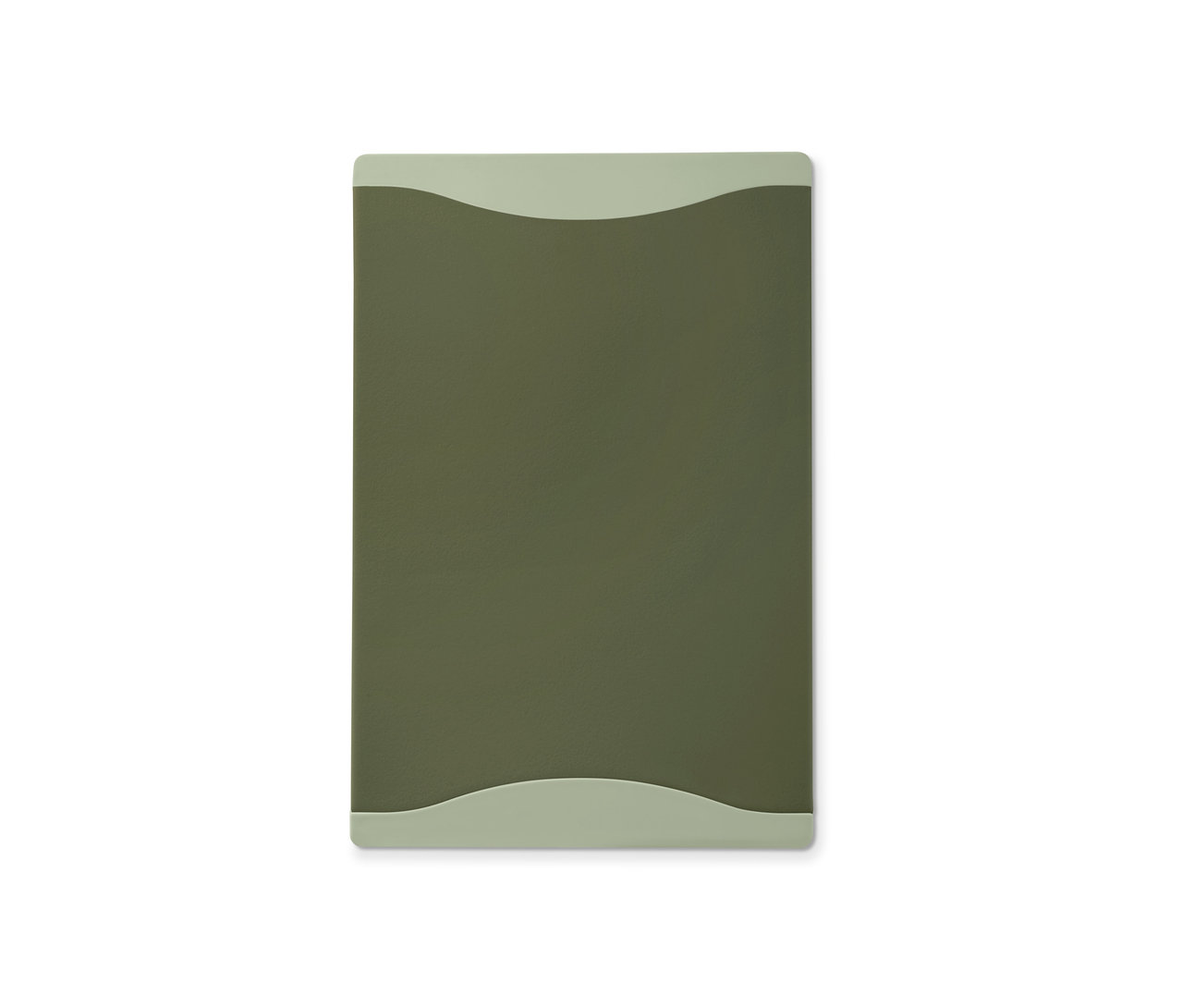 Rechteckiges Schneidebrett, 2 Stk., mit olivgrüner Fläche und hellgrünem Rand.